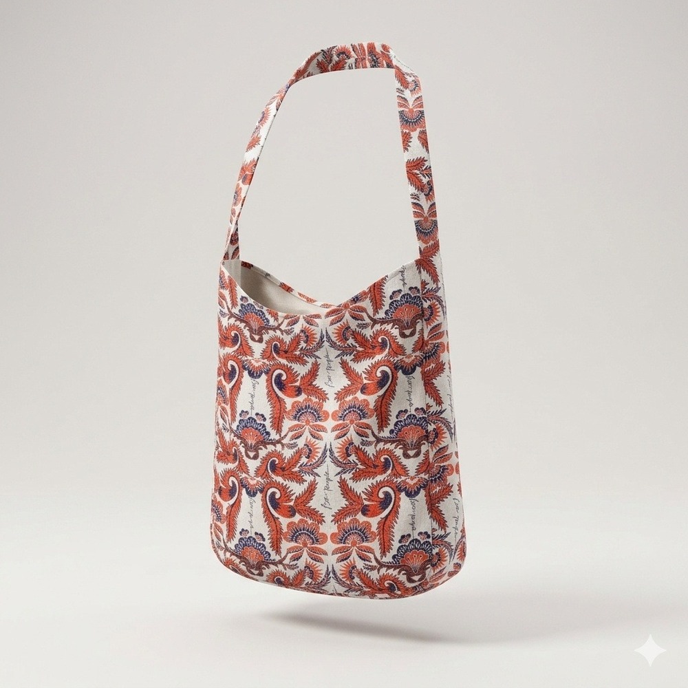 Free People Boho Chic Paisley Floral Bag Hippie Lightweight Packable 15x15 Cloth